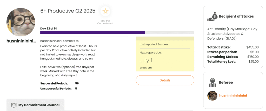 Stickk platform coaching for accountability